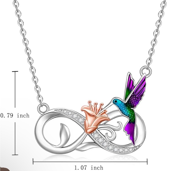 18k Infinity Hummingbird Diamond Necklace Angels are Near - Picture 5 of 5